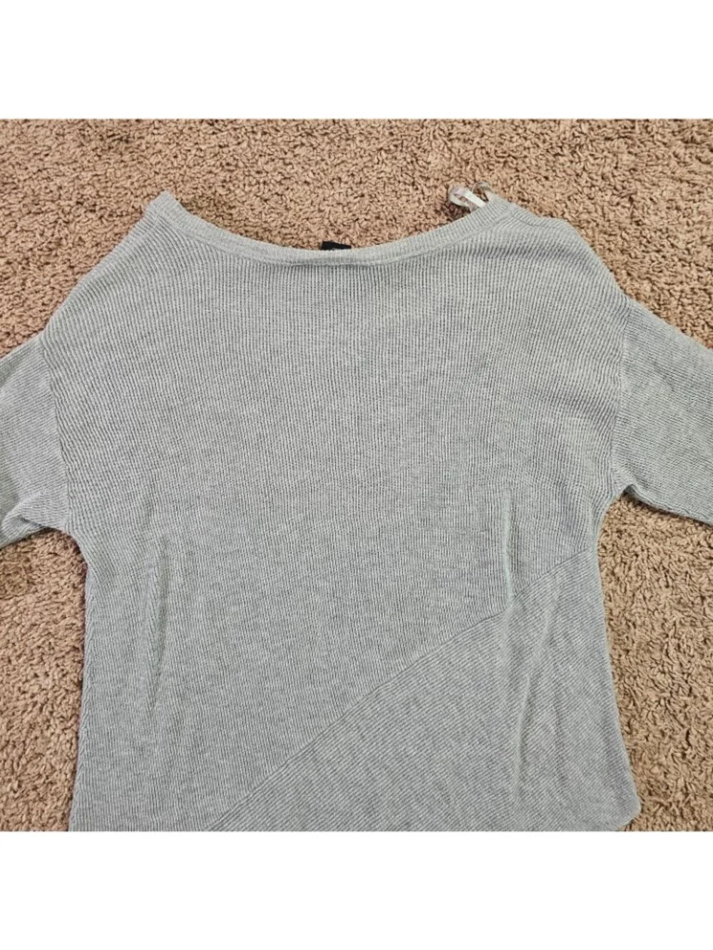 Lane Bryant Pullover Top Womens 14/16 Gray Ribbed Asymmetrical Hem 3/4 Sleeve - Picture 9 of 11